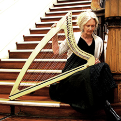 Gold Camac harp and Robyn Sutherland Auckland harp player and singer