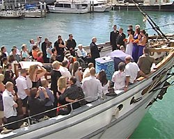 harp music on the Soren Larsen tallship wedding