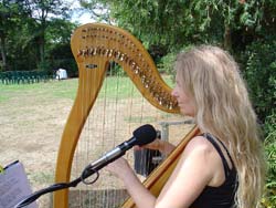 Outdoor wedding music harp and voice